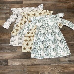 Bundle of 3 Kate Quinn 7y Long Sleeved Flutter Sleeve Dresses